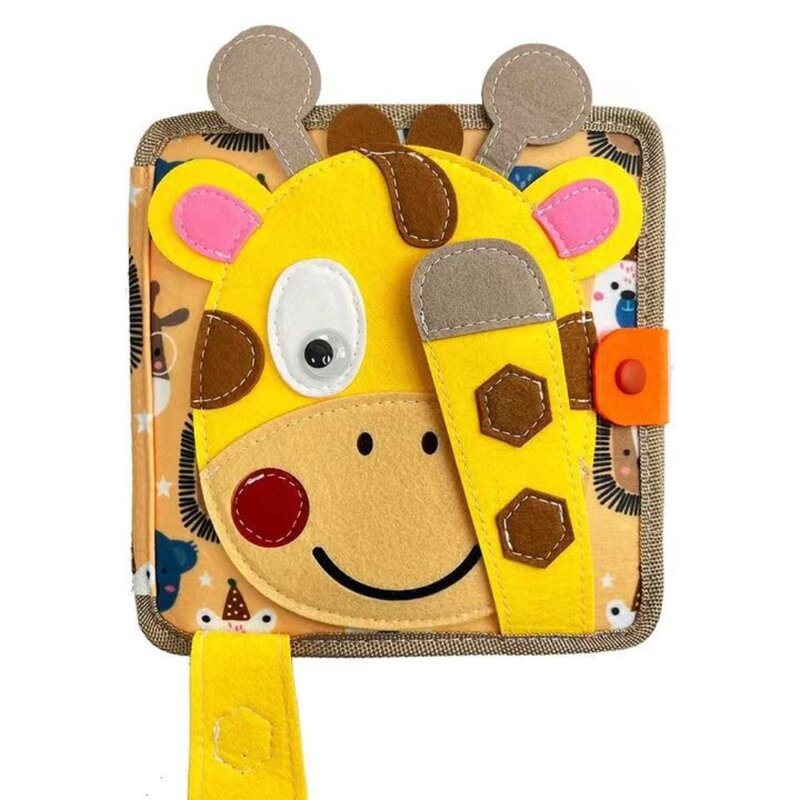 Giocattolo Montessori giraffa Busy Board 3D feltro libro per abilità motorie fini sviluppo della conoscenza delle abitudini di educazione precoce