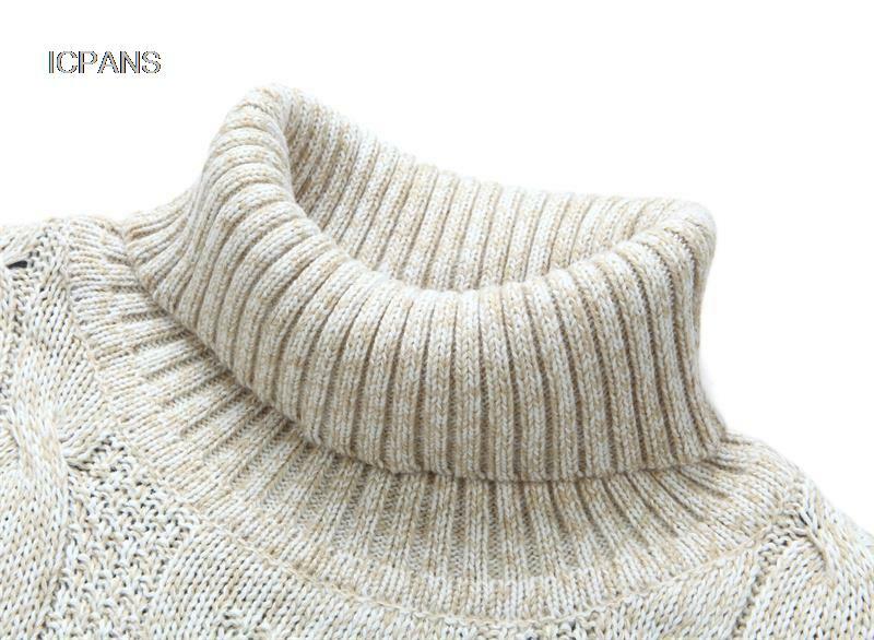 Hangat Pria Sweater Turtleneck Leher Tinggi Musim Dingin Korea Knitwear Musim Dingin Pullover Wol Liner Tebal Vintage Pria Jumper Putih Hitam