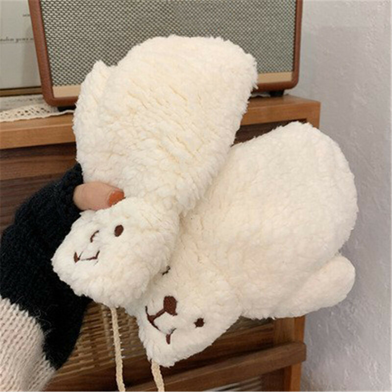 2022 New Cute Bear Gloves Women Girls Plush Claw Warm Soft Anime Cosplay Plush Christmas Gift Accessories Female Thicken Mittens