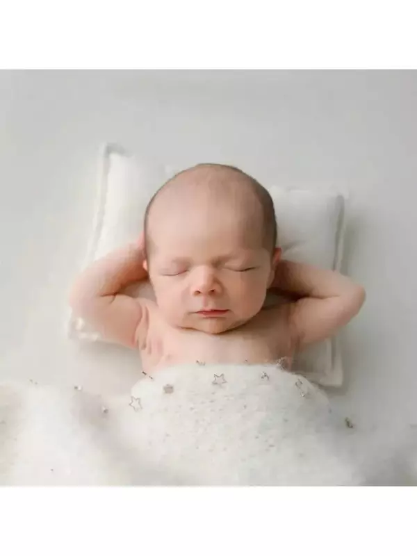 2PCS/Pack Newborn Photography Props Velvet Pillow Bowknot Hairband Set Baby Pillow Boy Girl Photo Posing Cushion Mat Session