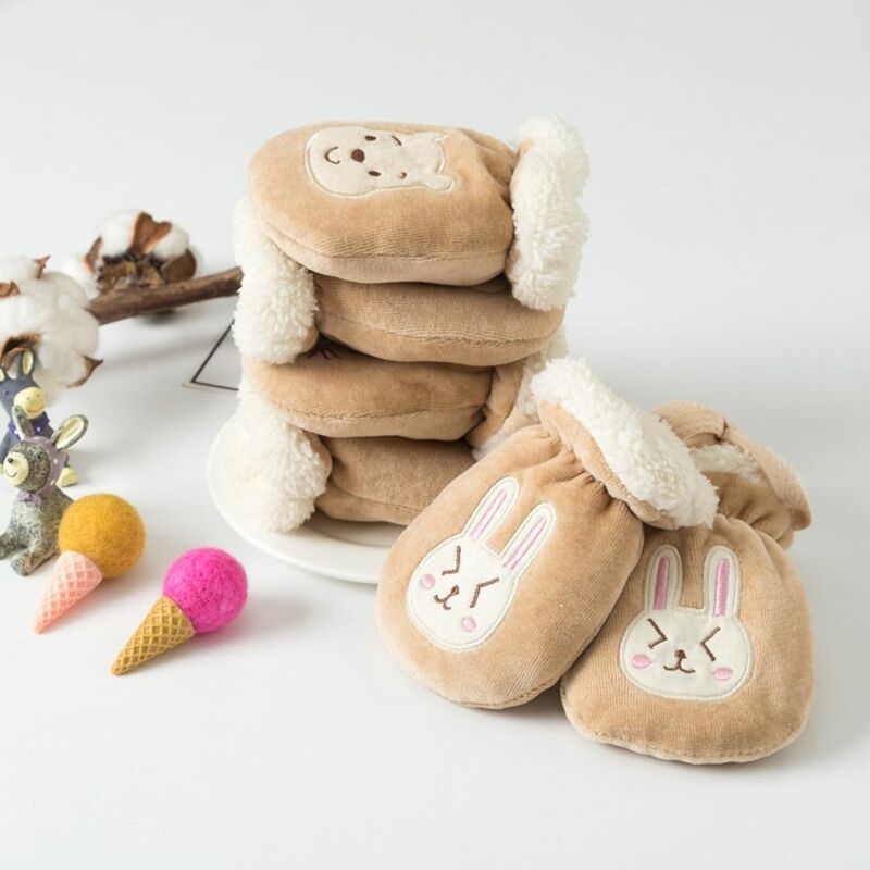 귀여운 곰 토끼 고양이 아기 겨울 따뜻한 장갑, 방한 방지, 두꺼운 부드러운 장갑 및 벙어리 장갑, 플러시 풀 핑거 장갑
