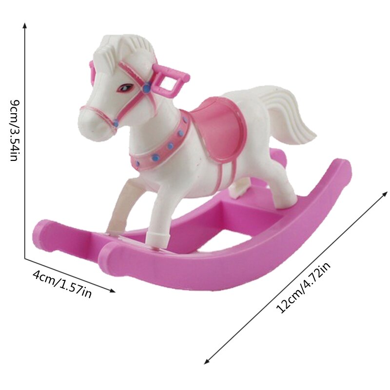 4XBD Mini pequeño caballo mecedora modelo decoración plástico no tóxico pretende jugar Hou