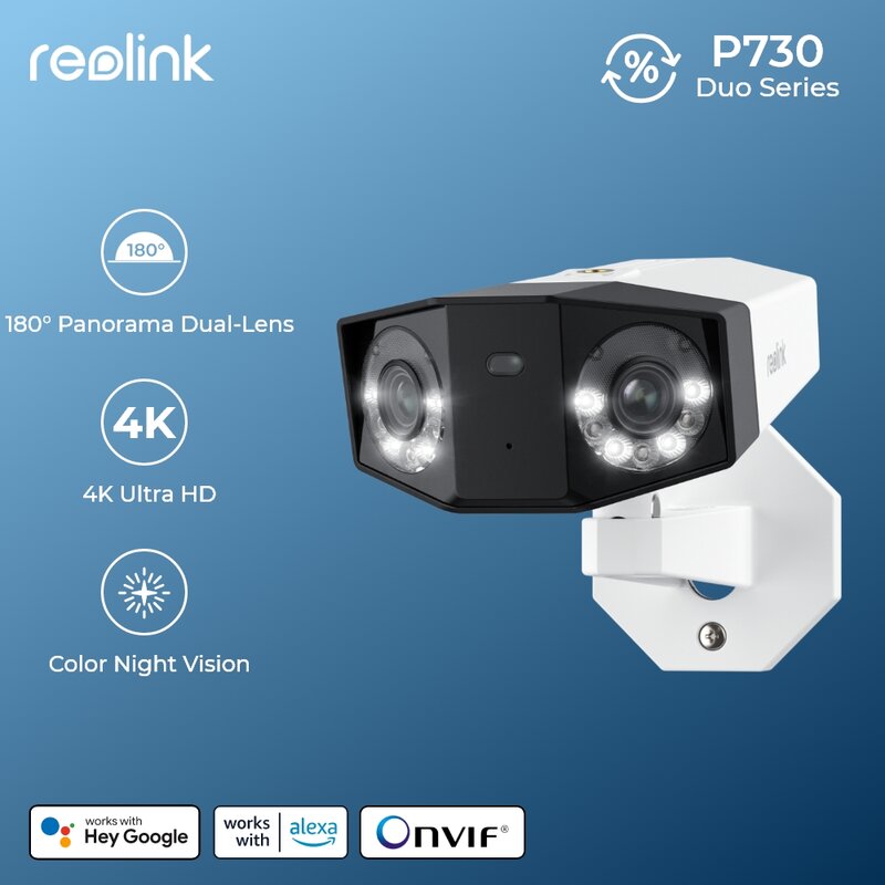 Reolink-Câmera de Segurança Dual Lens, Câmeras de Vigilância em Casa, Reolink Duo Série 2, 4K PoE, 4MP, WiFi, Câmera IP ao ar livre, 2K +