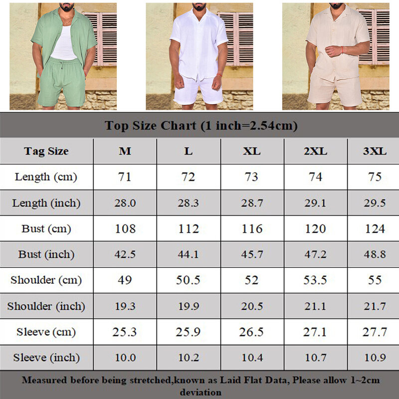 Suit Two-piece Set Daily Holiday Solid Summer Two-piece Set Casual Lapel Linen Suit Loose Men Oversized Summer