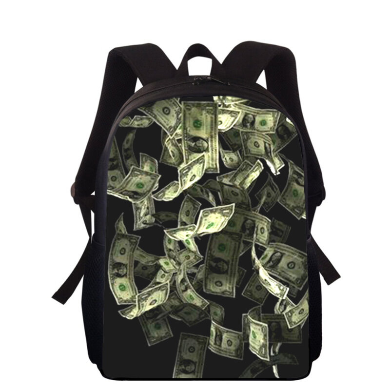 Usdドルマネー15インチ3Dプリントキッズバックパック男の子の女の子のバックパック学生の学校のブックバッグ