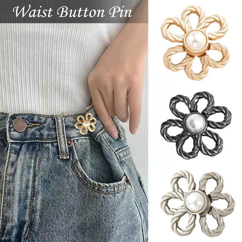Botones de cintura de flores combinadas para pantalones, botones desmontables, accesorios retráctiles para Jeans, hebillas de falda de costura, C8M9, 1 par