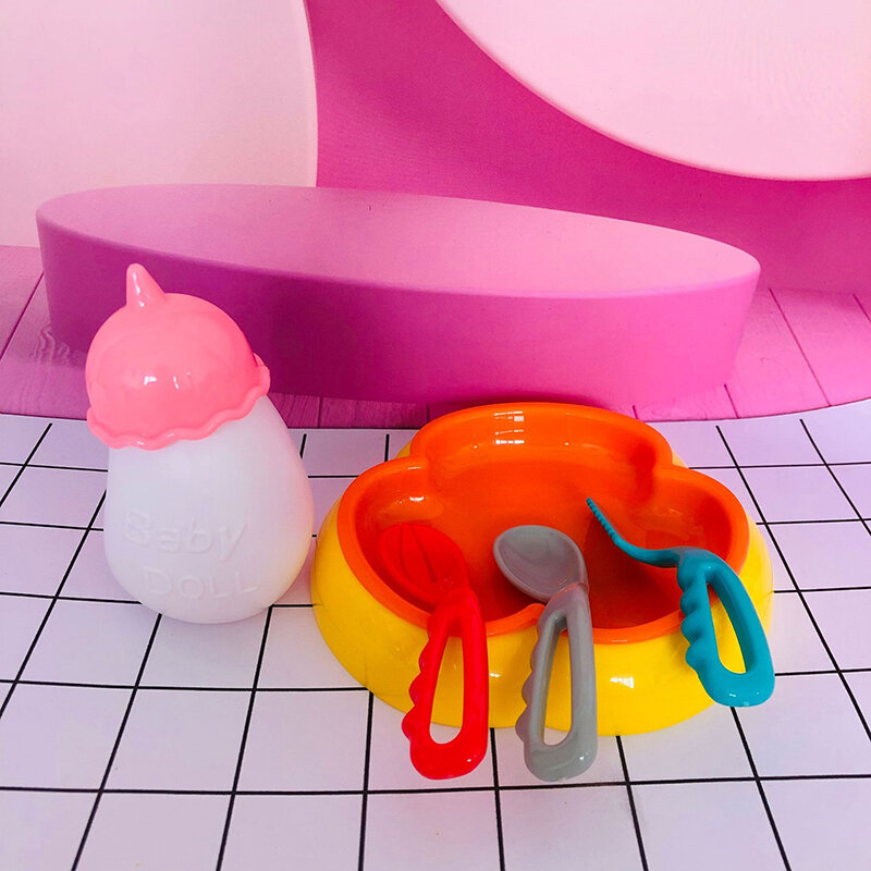 아기 신생아 인형 액세서리 시뮬레이션 병 및 젖꼭지 플라스틱 학습 컵 미니어처 장면 모델 인형 집 DIY 장식