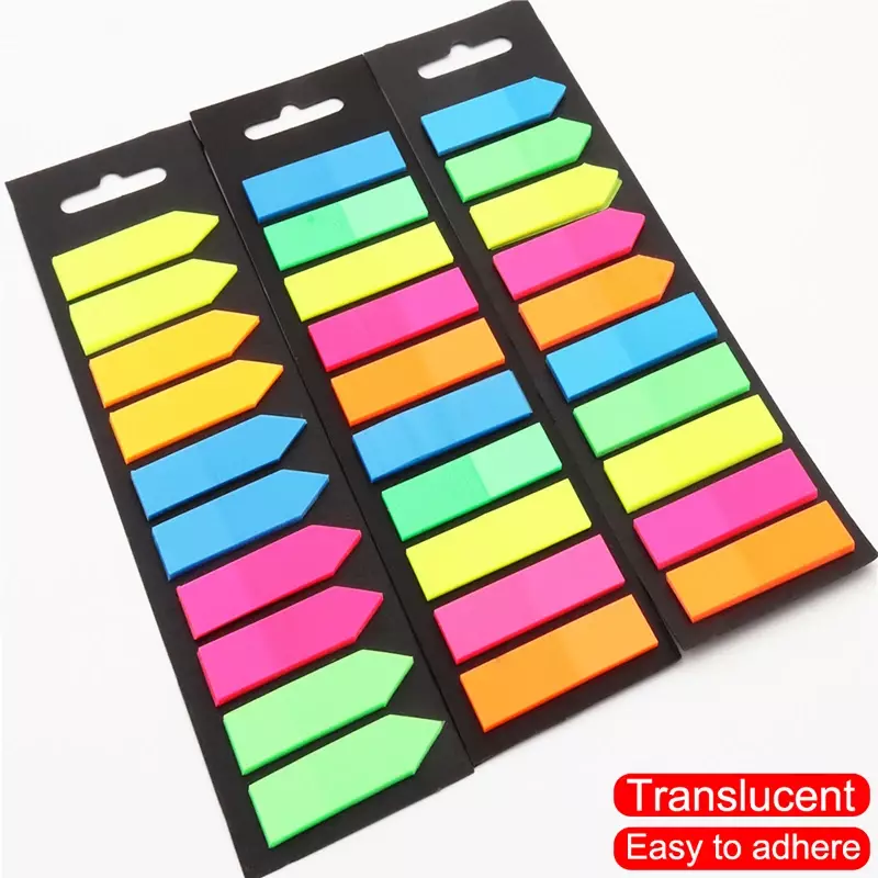 Transparente Cor Sticky Notes, Memo Pad, Índice Post Stickers, Marcadores, Escola Notepad, Material de papelaria, 200 Folhas
