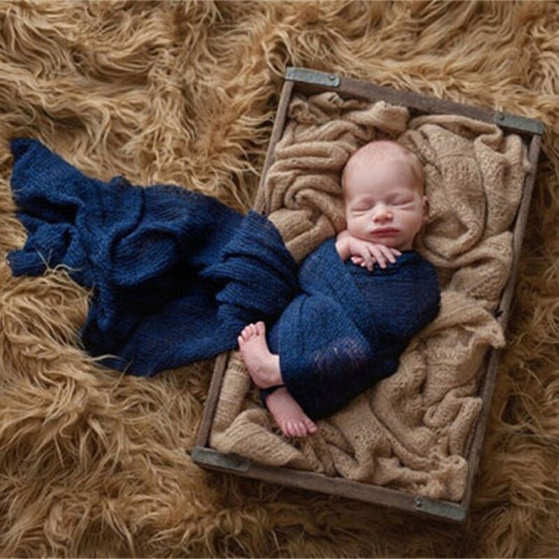 การถ่ายภาพเด็ก Props ผ้าห่มห่อทารกถักยืดห่อ Photo Wraps ผ้า Dropship