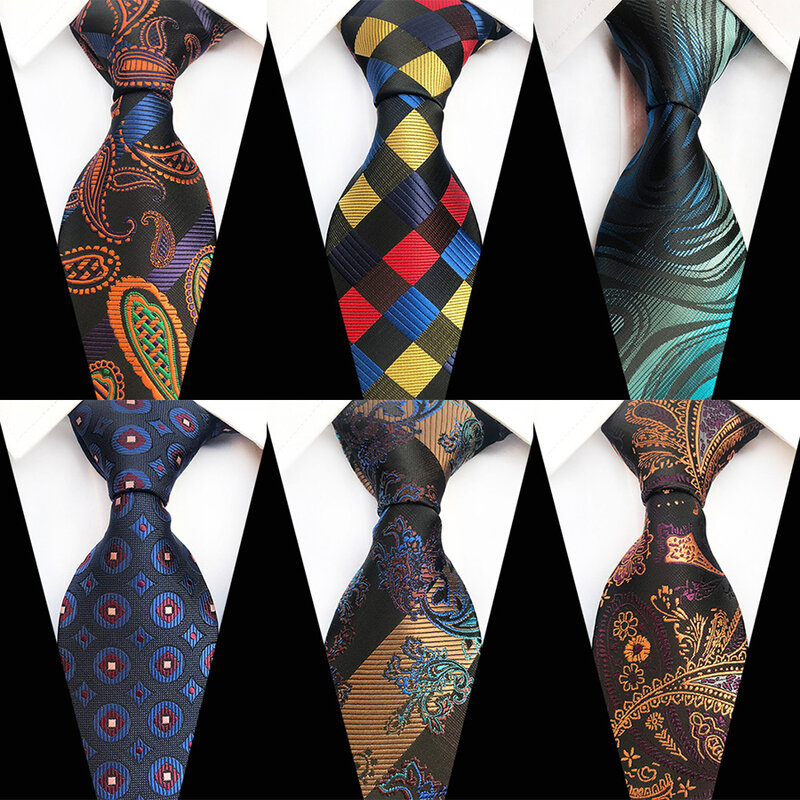 Corbata de seda de 8CM con estampado a cuadros para hombre, corbata de cuello informal para boda, fiesta, accesorios de regalo de negocios, corbata clásica