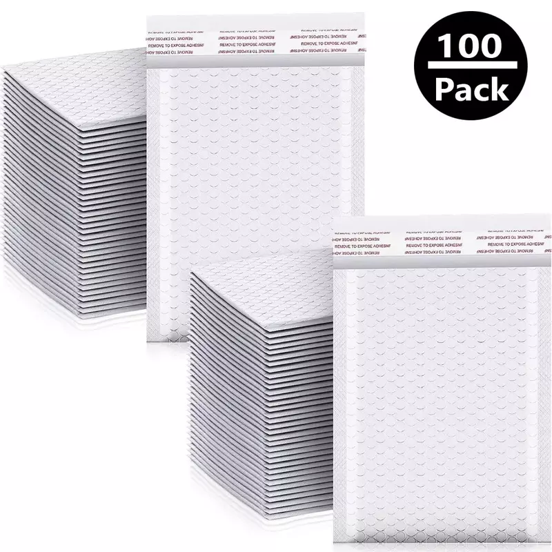 100Pcs Packaging Supplies White Bubble Envelope Packing Bag Shipping Bags Mailer Small Business Delivery Package Mailing Office