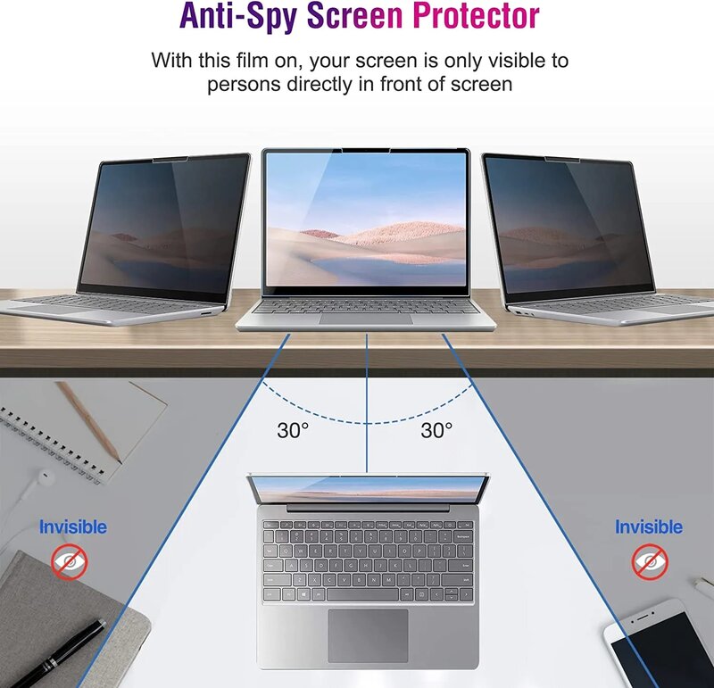 Película de privacidad para Surface Pro 9, 8, 7, 7 +, 6, 5, 4 X, filtro Protector de pantalla para Microsoft Laptop Studio GO 2 Book 2 3, antiespionaje/deslumbrante