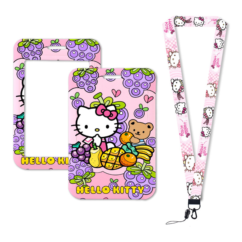 W Hello Kitty-cordón de regalo de dibujos animados para llaves, correa para el cuello, soporte para insignia de identificación, soporte para llavero, cuerda colgante, accesorios para niñas
