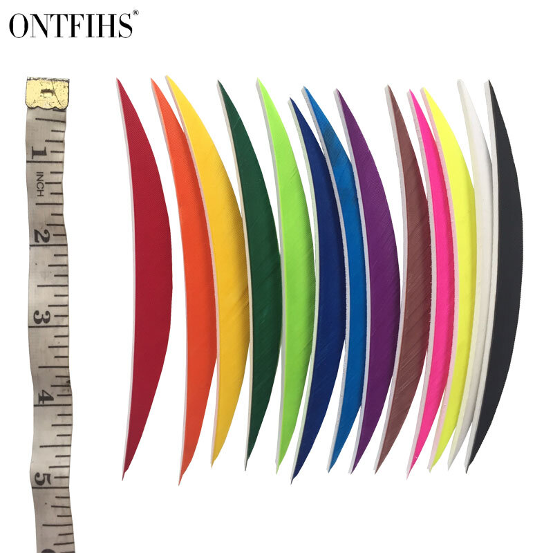 ONTFIHS-plumas de flecha para tiro con arco, accesorios tradicionales con forma de plátano, 5 pulgadas, 50 piezas