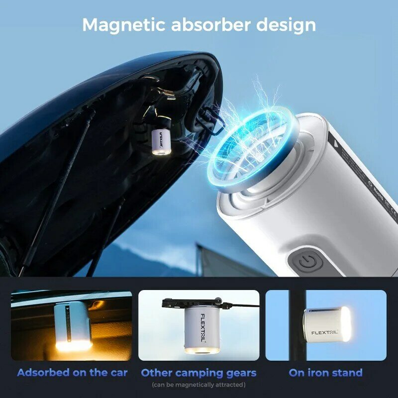 Flextail-Mini bomba de ar com lanterna minúscula, portátil, recarregável, ultraleve, elétrico, inflável, almofada de dormir, Camping Mattres, 2X
