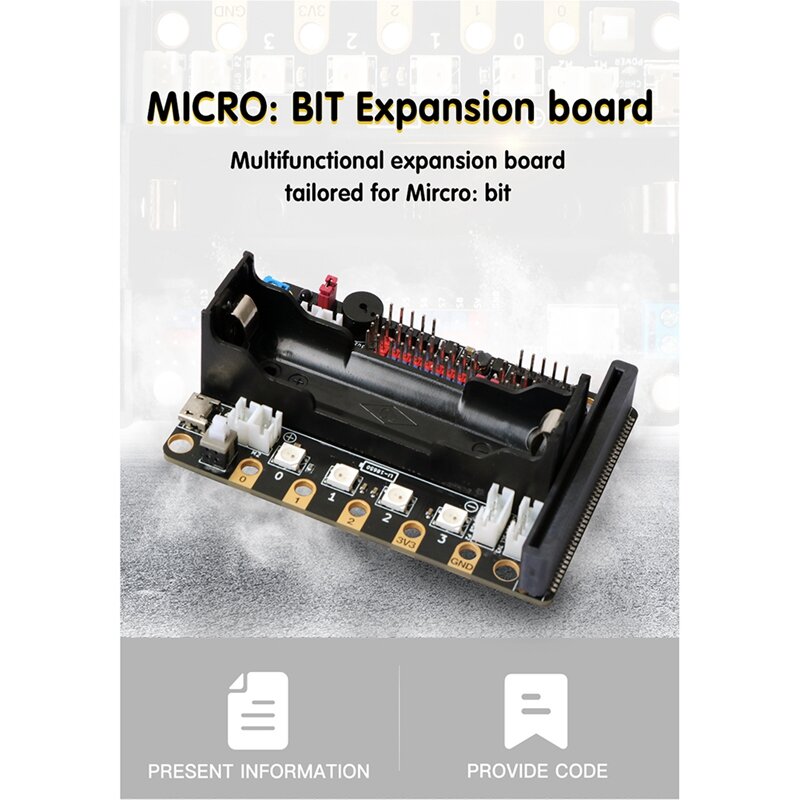 Carte d'extension de détail pour Micro:Bit V2.0, prend en charge 8 servos, 4 moteurs CC, récepteur infrarouge intégré, 4 lumières RVB