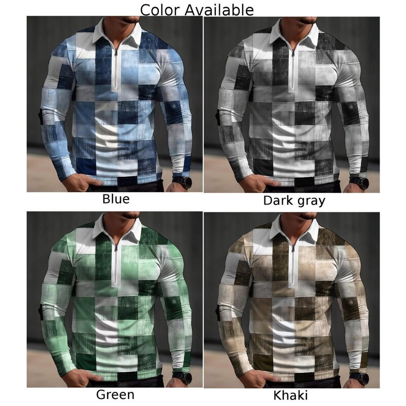 Camisa de poliéster a cuadros para hombre, blusa atlética para fiesta muscular/cóctel, nueva camiseta de negocios