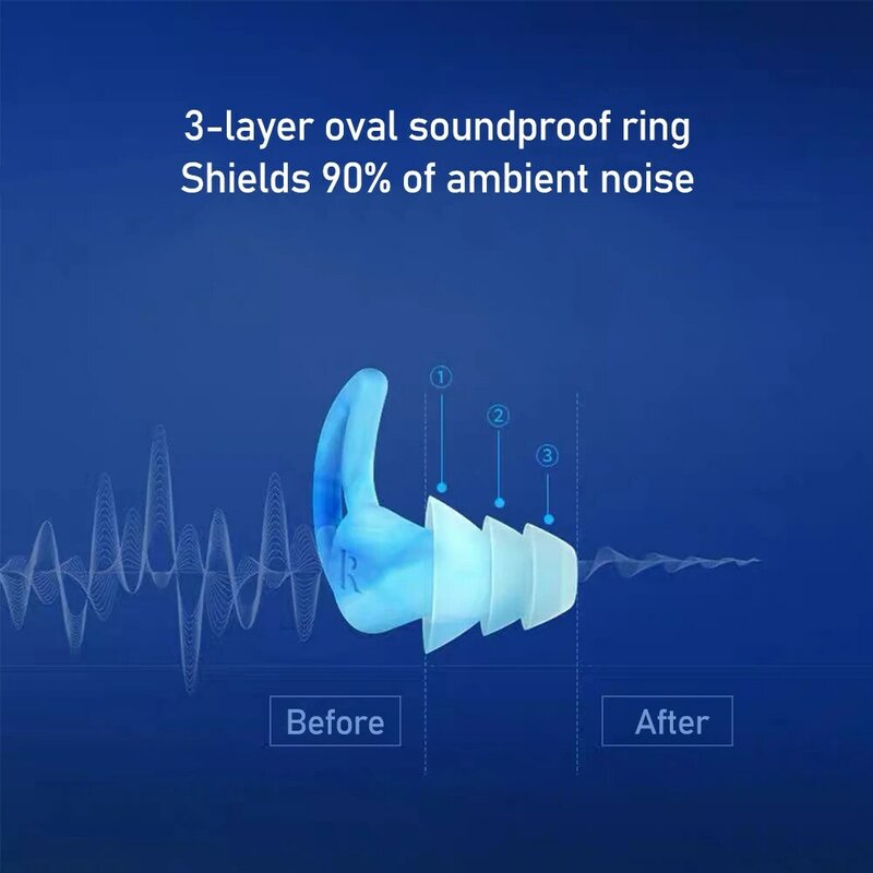 1 Pasang Penyumbat Telinga Olahraga Berenang Air Menyelam Tahan Air dengan Kotak Koleksi Silikon Penyumbat Telinga Tahan Suara untuk Tidur