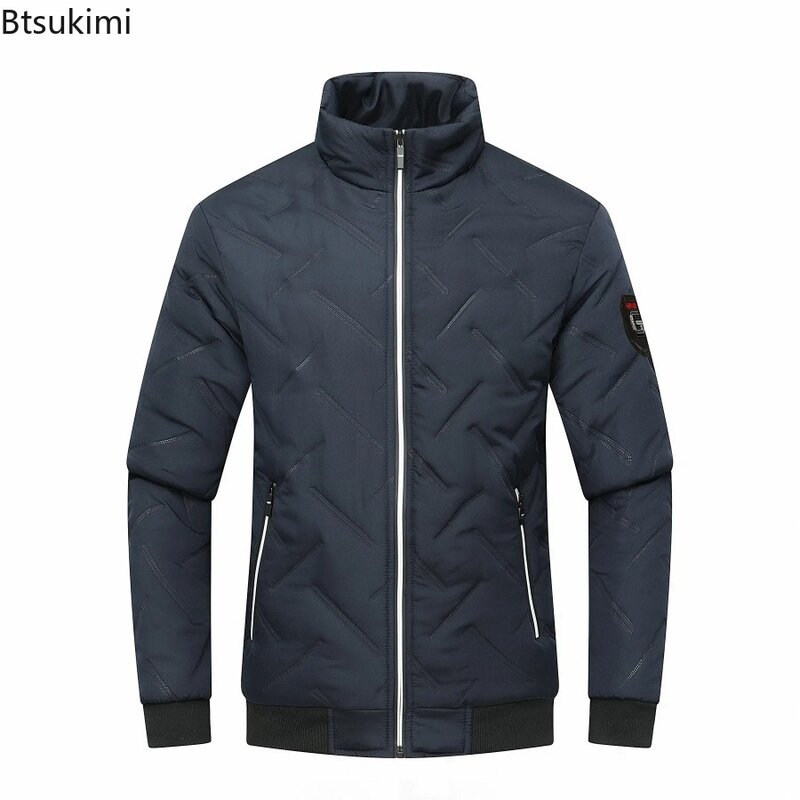 2024 Autumn Winter Jacket Men's Fashion Stand Collar Casual Parkas Jacket Trend Streetwear Male Outdoor Warm Cotton-padded Coats