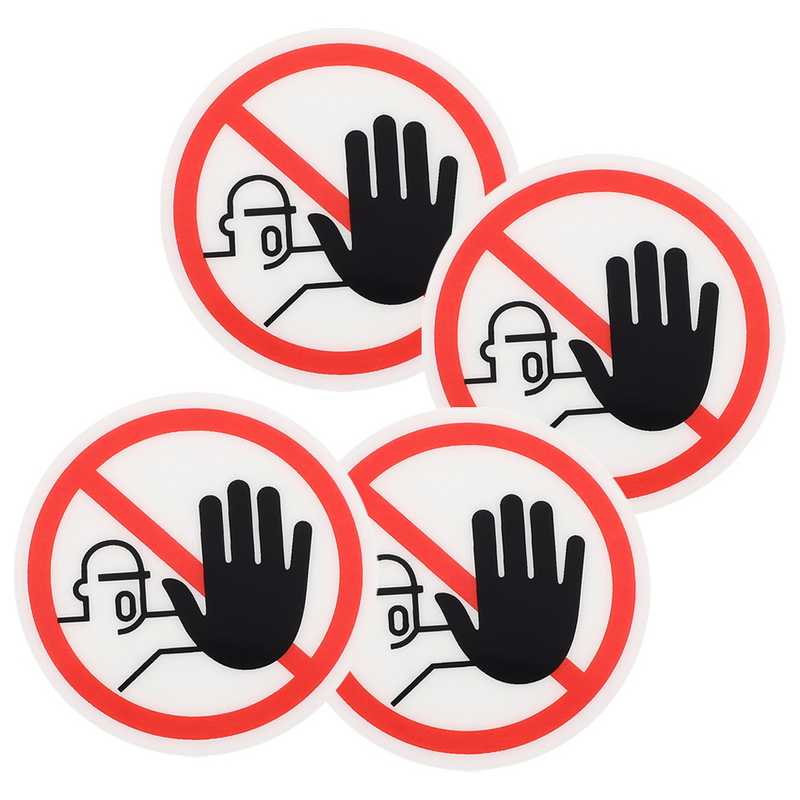 4pcs Do Not Touch Warning Signs Self Adhesive Warning Decals Removable Label Nail Sticker