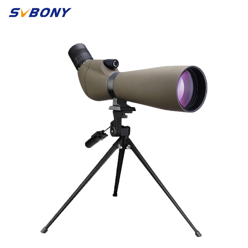 Svbony-Télescope SV401 20-60x80, longue-vue BK7 Silver + MC Prism IPX6, verre espion étanche avec trépied, équipement de camping