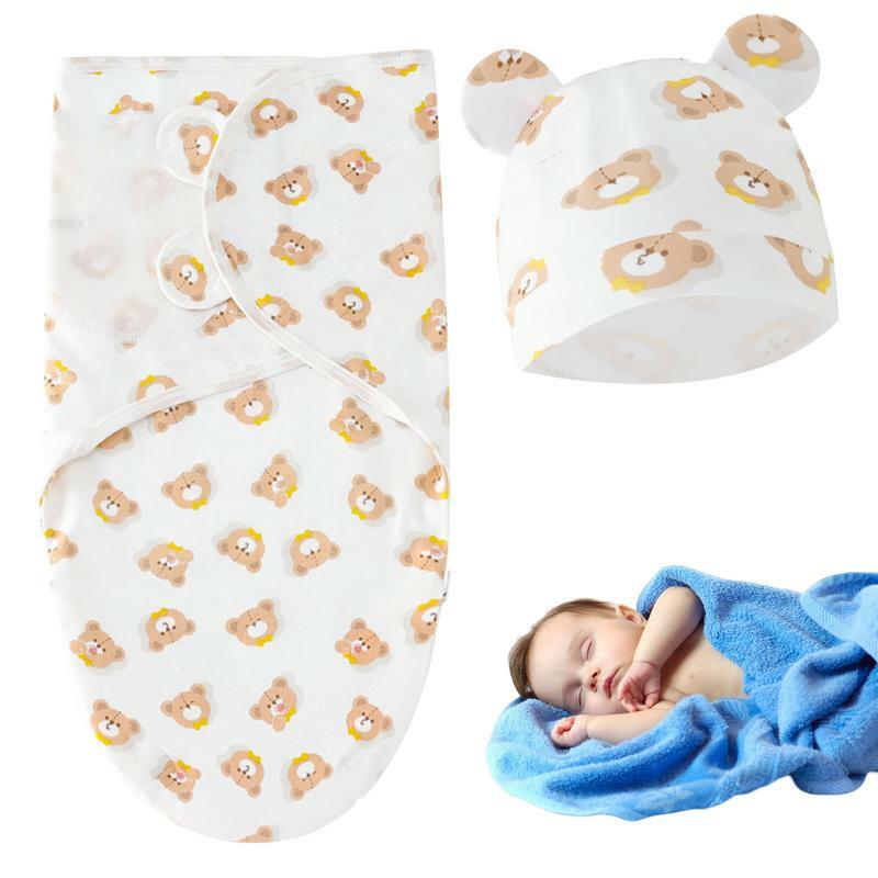 Coperte fascianti per la scuola materna coperta ricevente carina con cappello fasce per neonati comode e delicate sulla pelle per neonate Bo