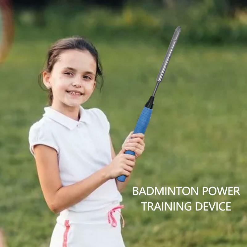 Raket ayun bulu tangkis, tongkat latihan Stainless Steel, alat latihan Badminton berat dapat disesuaikan