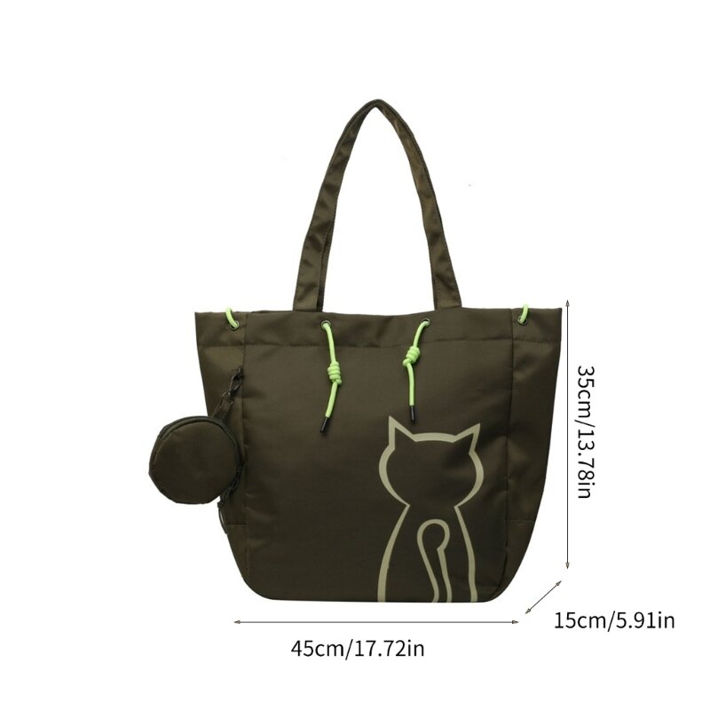Bolso mujer capacidad, bolso hombro, bolsos lona, ​​bolso compras con estampado gato, bolso escolar para