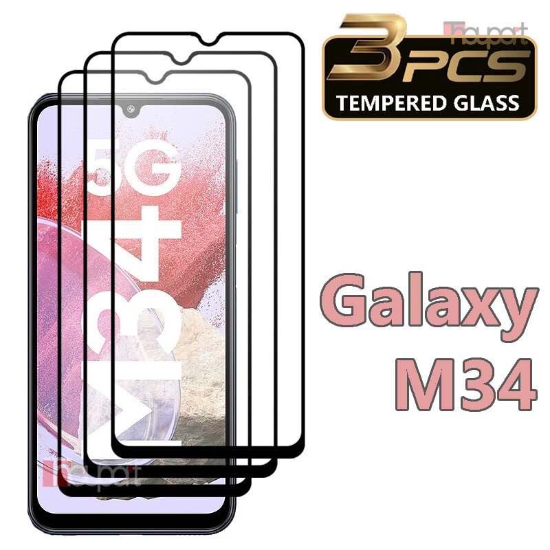 3 Stuks Gehard Glas Voor Samsung Galaxy M34 5G Screen Protector Film Samsung M34 Glas