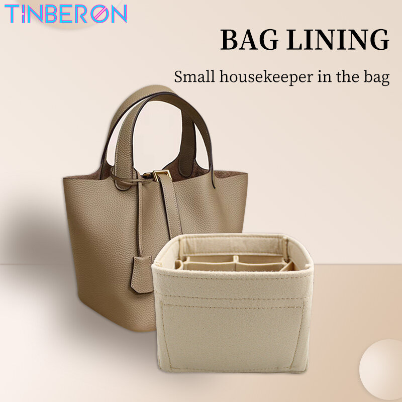 TINBERON Bag Organize Insert Suitable for Vegetable Basket Bucket Bag Felt Cloth Bag Liner Make Up Storage Bag Felt Cosmetic Bag
