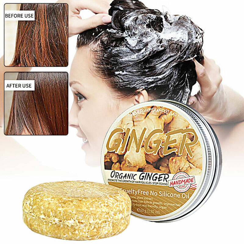 Champú orgánico de jengibre para el cuidado del cabello, jabón Shmpoo para la pérdida de cabello, jabón Natural para el cuidado del cabello