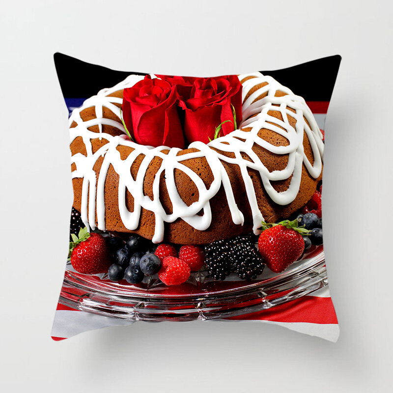 Gourmet-Kuchen drucken Wurf kissen bezug Restaurant Dekor Sofa Kissen Zimmer nach Hause 45x45cm