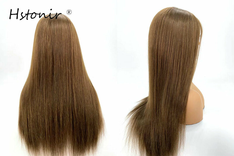 Hstonir perucas para mulheres cabelo humano peruca médica europeu remy cabelo loiro frente do laço natural real hairpiece pelucas original g043