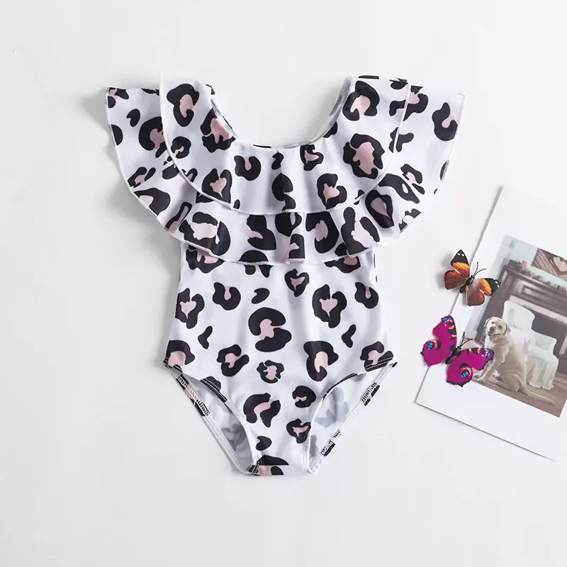 Maillot de bain une pièce imprimé léopard et fleurs pour fille, bikini d'été pour enfant de 1 à 5 ans, 2024
