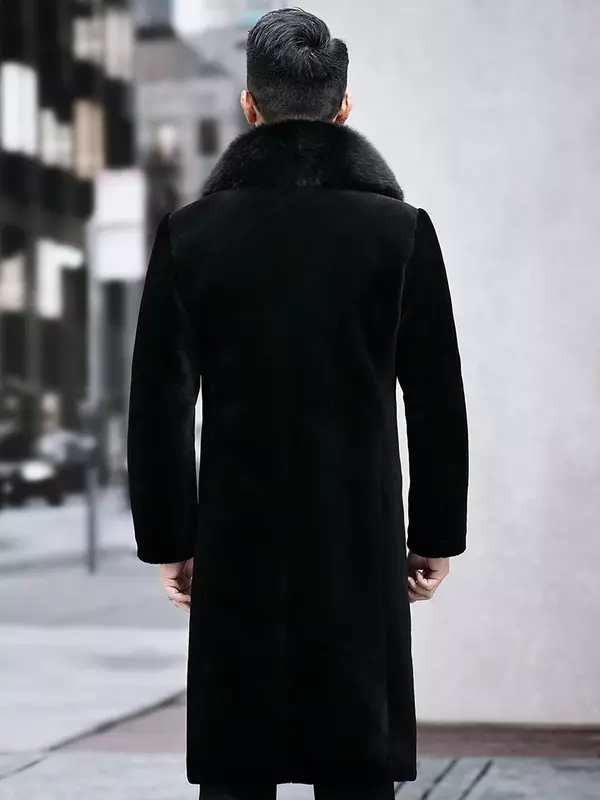 羊の毛皮のダウンジャケット,キツネの毛皮の襟,膝の長さ,本物のウールのコートとジャケット,ハイエンドの衣類,2023