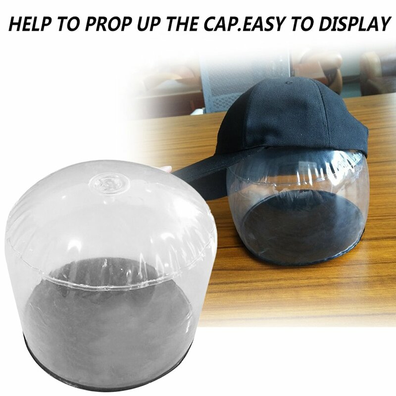 17X15ซม.ใหม่อากาศ Inflatable โปร่งใส PVC หมวกผู้ถือหมวกรองรับ Prop Up เปิด Up หมวกผู้ถือ