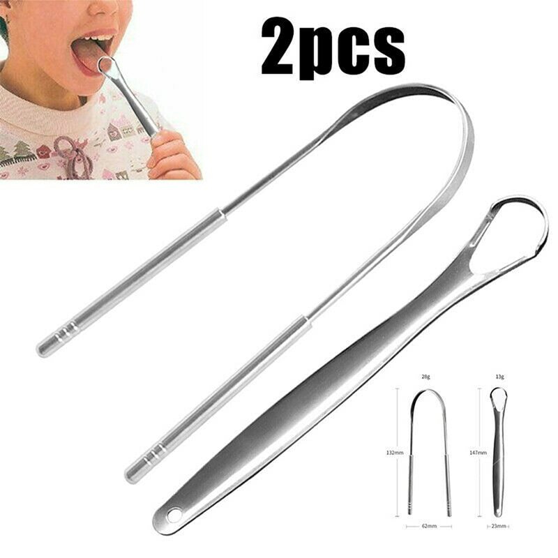 1/2PCS Stainless Steel U Type Tongue Scraper Cleaner Fresh Breath Cleaning Coated Tongue Toothbrush Oral Hygiene Care Tools