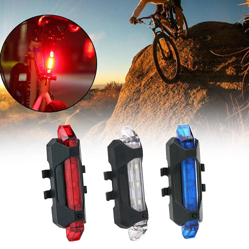 Luz LED trasera de advertencia para bicicleta de montaña, recargable vía USB, resistente al agua, para Scooter Eléctrico
