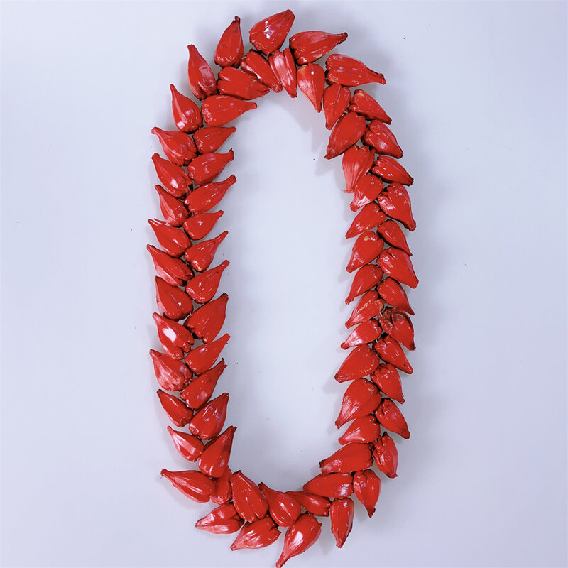 Collier Ula Fala rouge fait de l'anus plus sombre, fruit traditionnel samoan, collier du Pacifique Laufala, vente en gros, 50 pièces