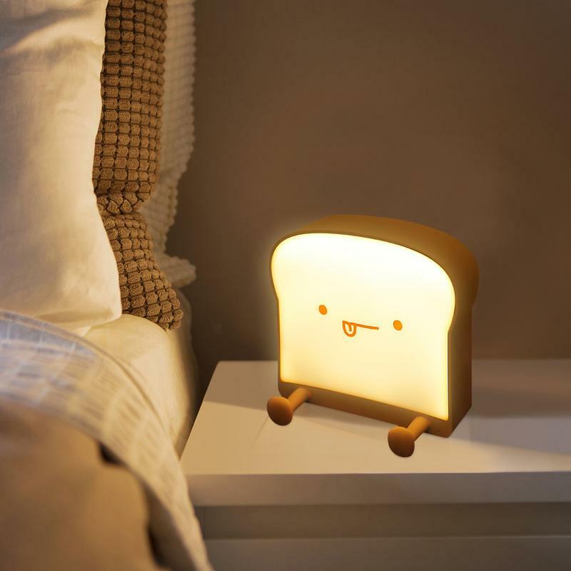 Lámpara de tostada Linda luz nocturna con recargable portátil para dormitorio, lámpara de mesita de noche para cama, regalos de cumpleaños para niñas y niños