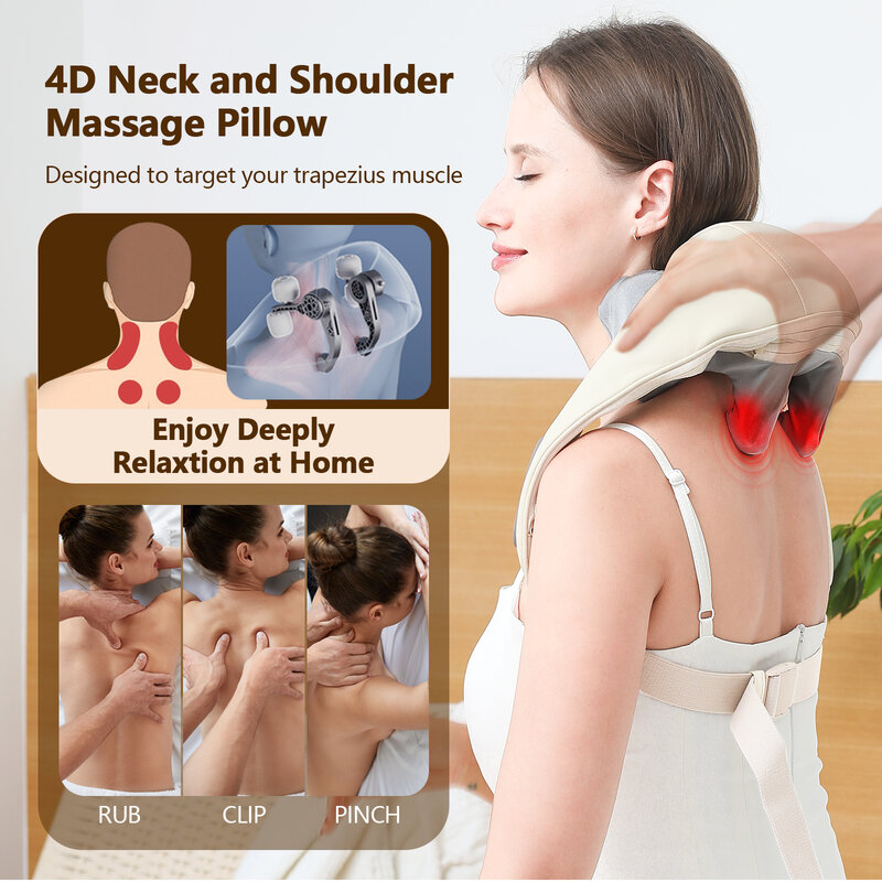 Массажер Foreverlily для шеи и плеч, беспроводной массажер для шеи и спины, шиацу, массажер для шеи и шеи, расслабляющая Массажная шаль