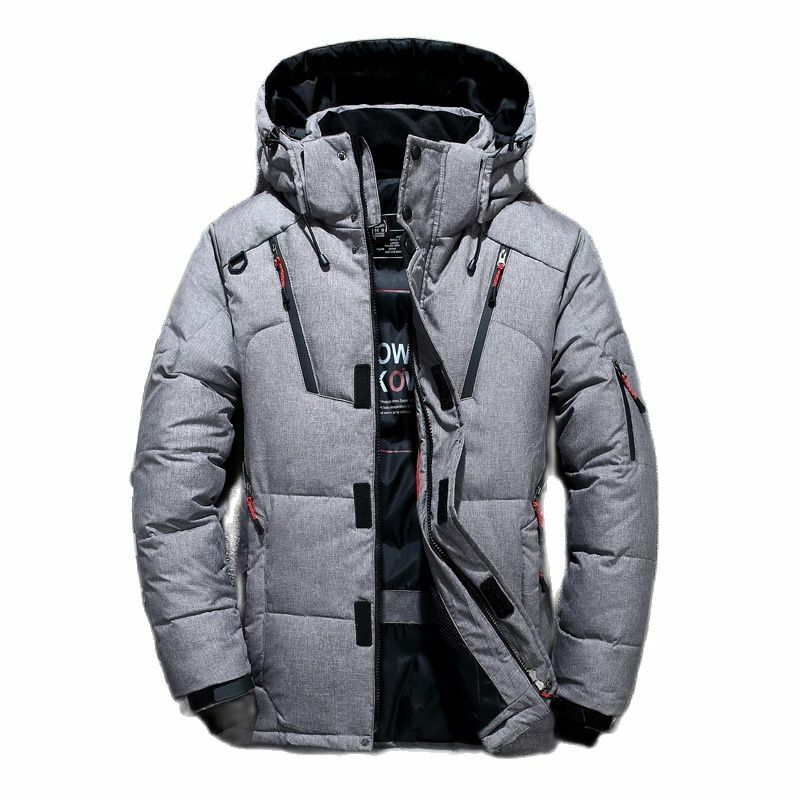 メンズホワイトダックジャケット,厚手の暖かい冬のコート,防風パーカー
