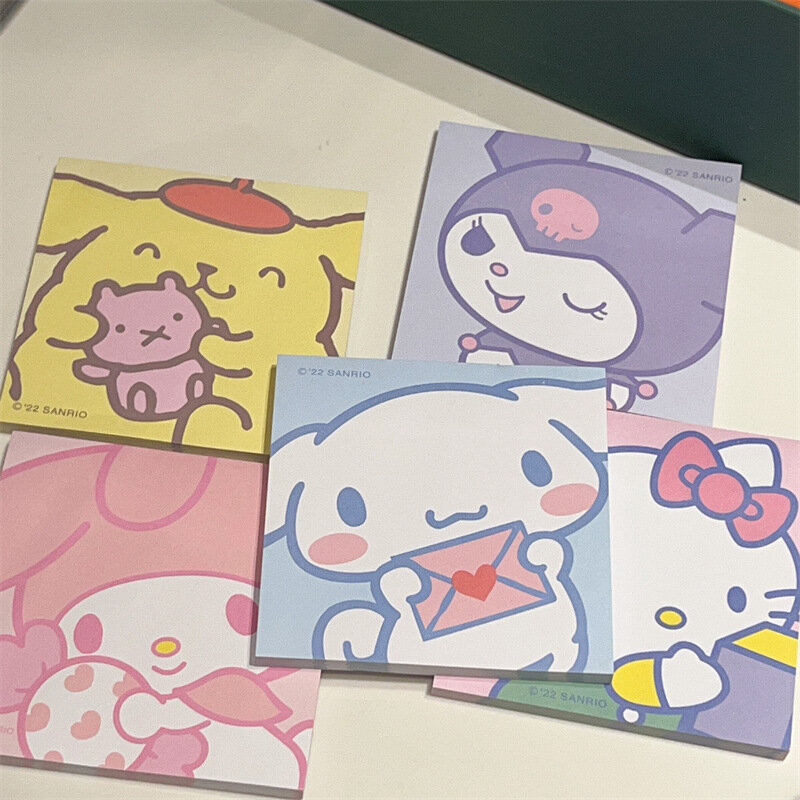 Anime lucu Hello Kitty Note Pad Kawaii kartun mahasiswa My Melody Pompompurin Kuromi catatan lengket mainan untuk anak perempuan