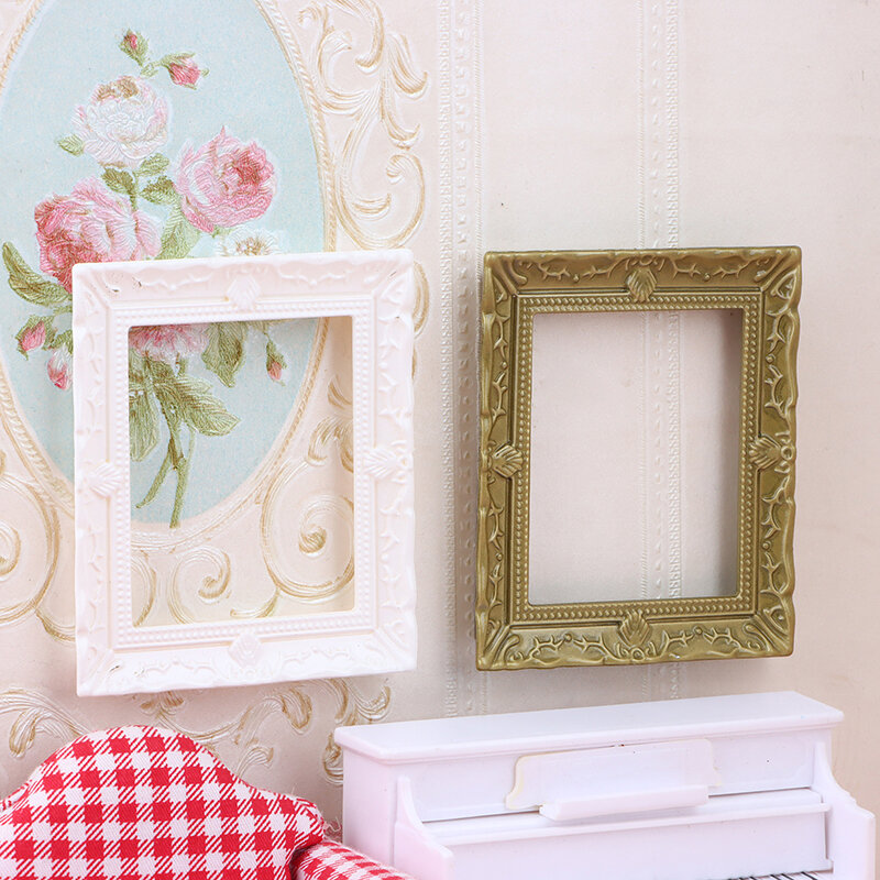 Moldura vintage para casa de bonecas, simulação em miniatura, decoração de parede, acessórios para móveis 1:12, escala 1:6, 1pc
