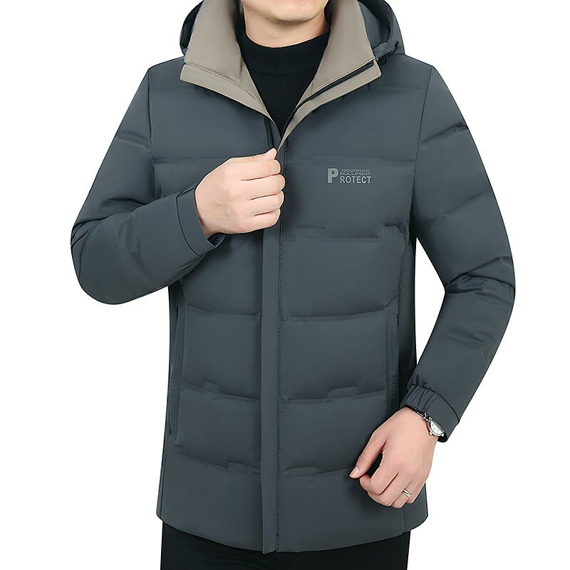 Chaqueta de plumón de pato blanco con capucha para hombre, abrigo cálido y grueso, abrigo informal de alta calidad, Parka térmica de invierno