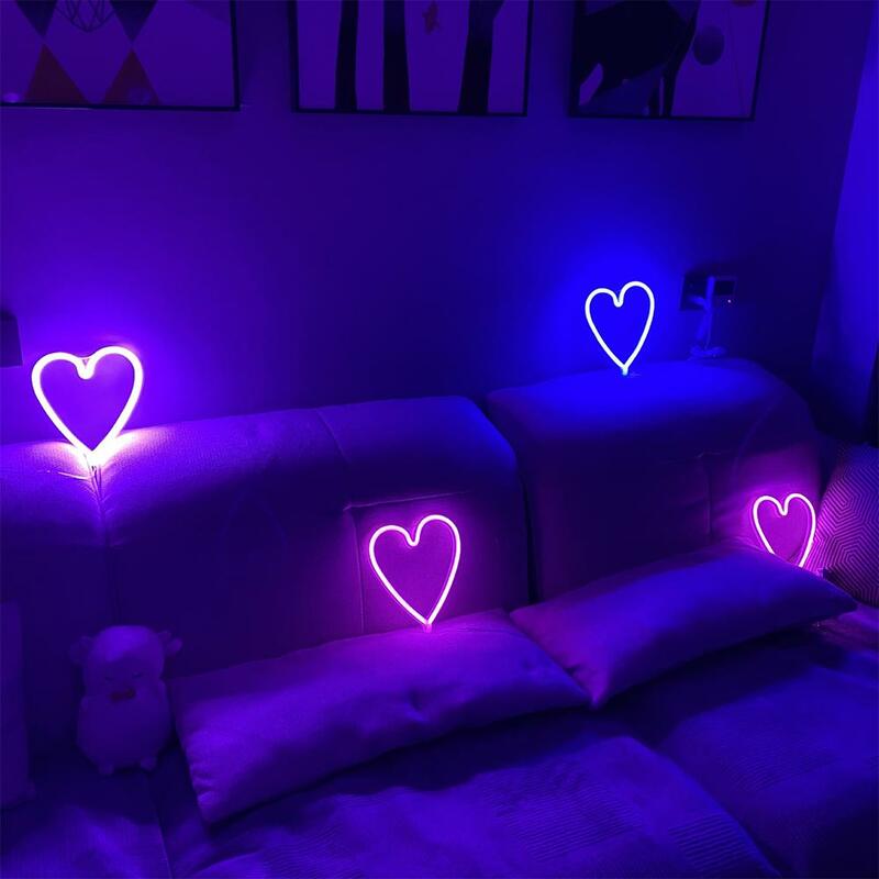 5V Led Neon Light Love Shape Night Light For Wedding Party Proposal Birthday Confession Scene Atmosphere Layout Decoration Lamp
