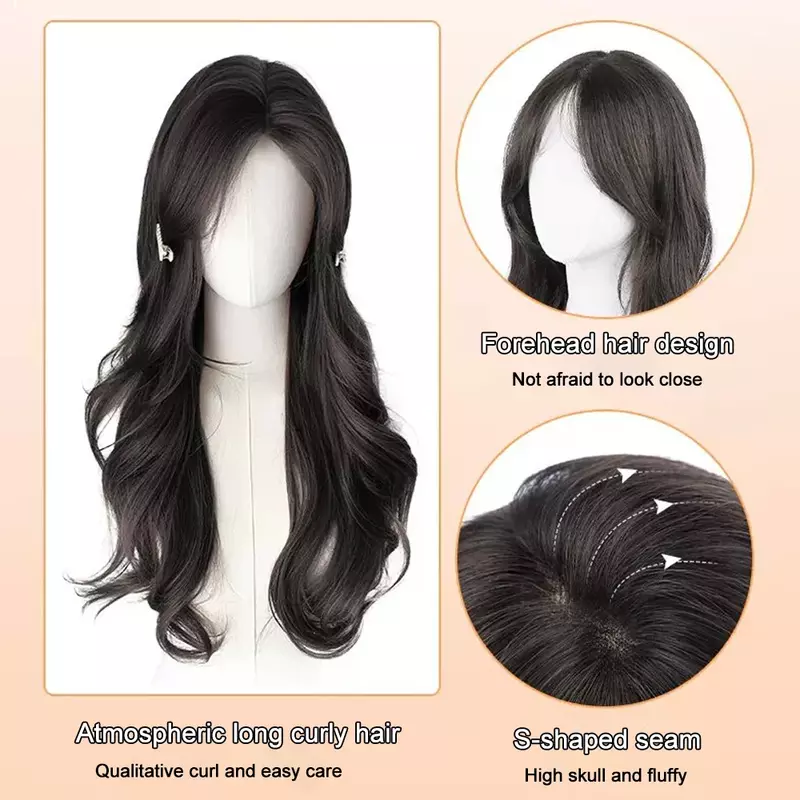 Натуральный длинный прямой синтетический коричневый парик для женщин, для ежедневного косплея, средней части, Термостойкое волокно