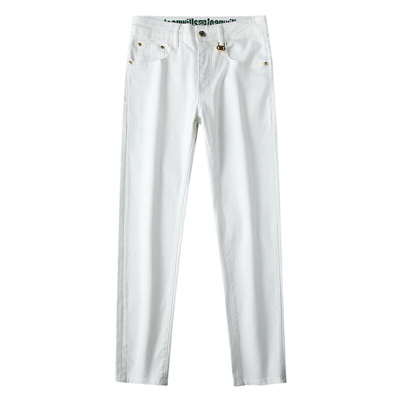 Летние тонкие модные джинсы, мужские уличные универсальные Простые Модные высококлассные однотонные облегающие узкие брюки
