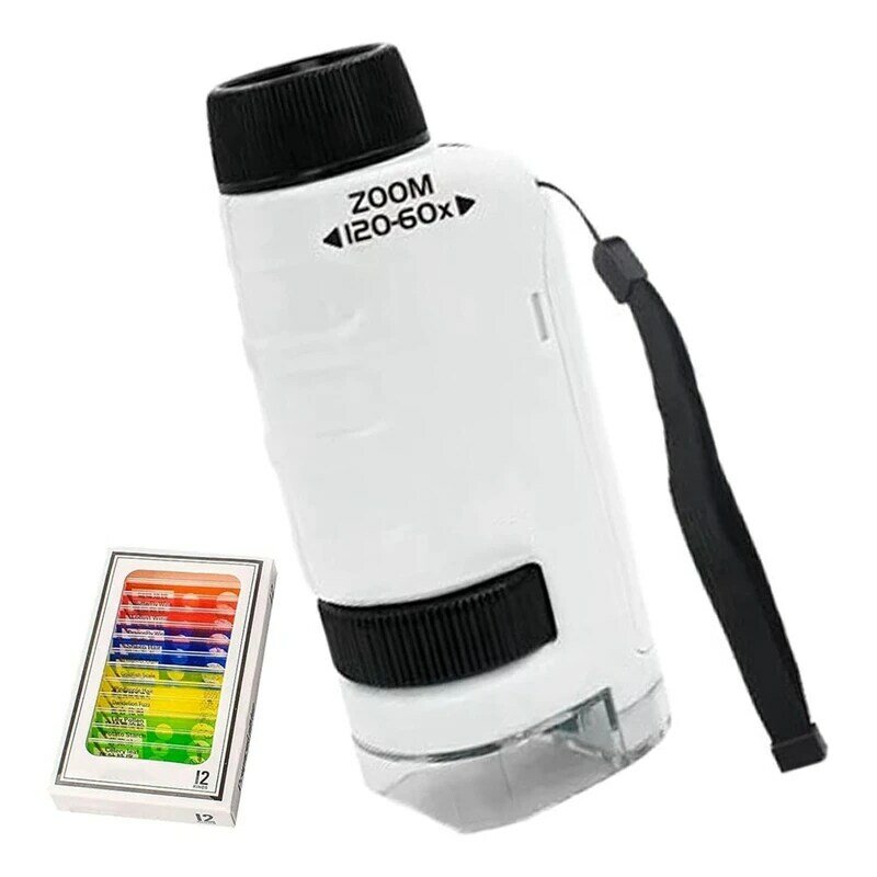 Mini microscope portable Minilabsters pour enfants, mini microscope portable, blanc