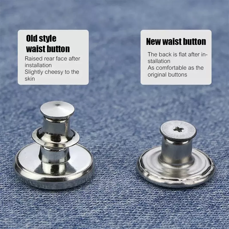 10-30pcs Detachable Jeans Buttons Adjustable Waist Retro Metal Button No Sewing Pants Buckles Screw Nail Repair Kit Send Tools